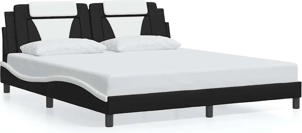 vidaXL fekete és fehér műbőr ágykeret Viana matrac nélkül 180x200 cm