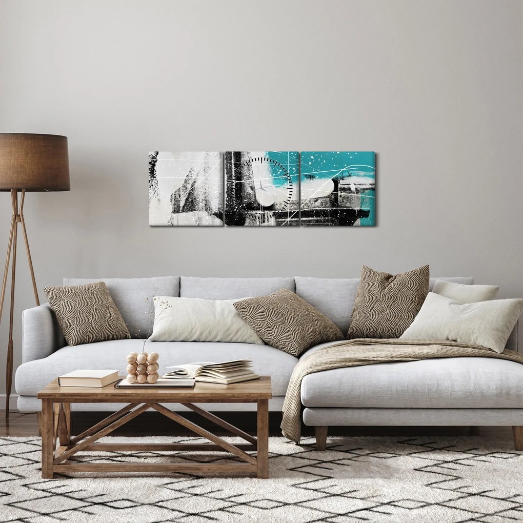 Kép - Türkiz absztrakció (órával) (90x30 cm)