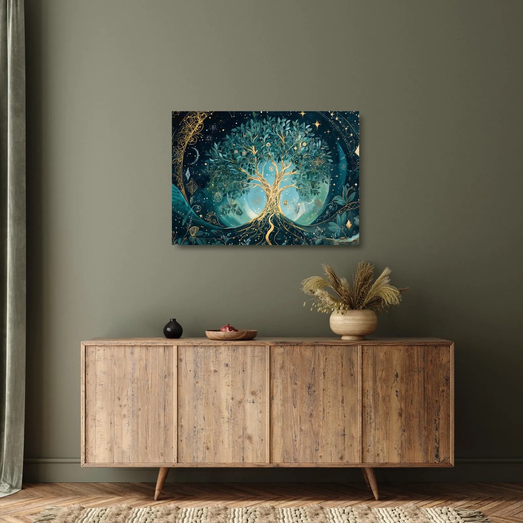 Üveg kép – Életfa az univerzumban (70x50 cm)