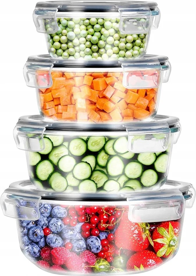 Ételtároló doboz szett üveg hőálló konyhai tárolók 4 db-os