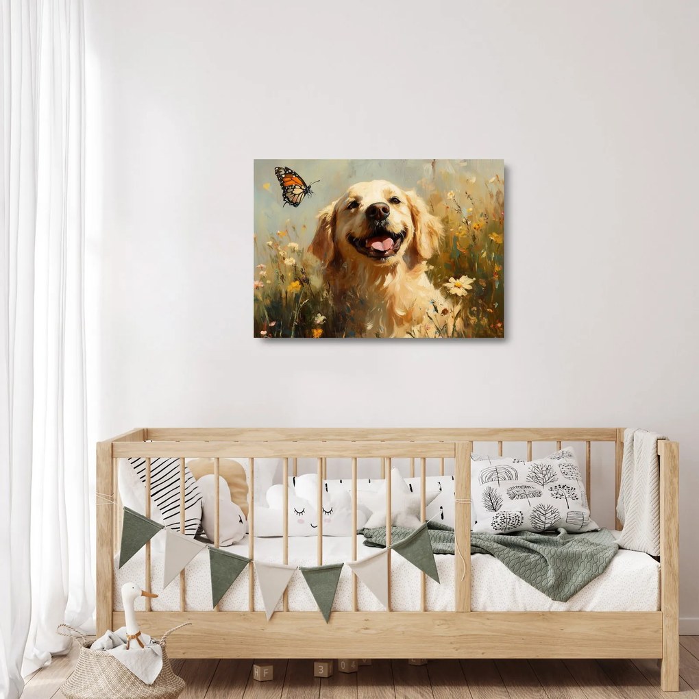 Üveg kép - Boldog kutyus (70x50 cm)