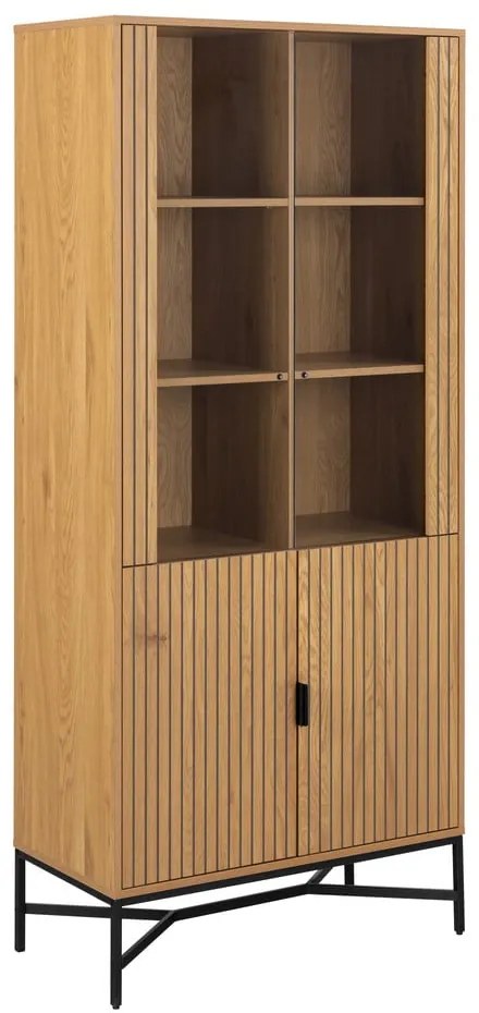 Natúr színű tálalószekrény tölgyfa dekorral 80x180x40 cm Jaipur – Actona