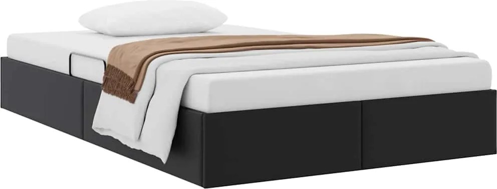 vidaXL Tárolós Ágy fejtámlával tárolóval Fekete 120 x 200 cm Műbőr