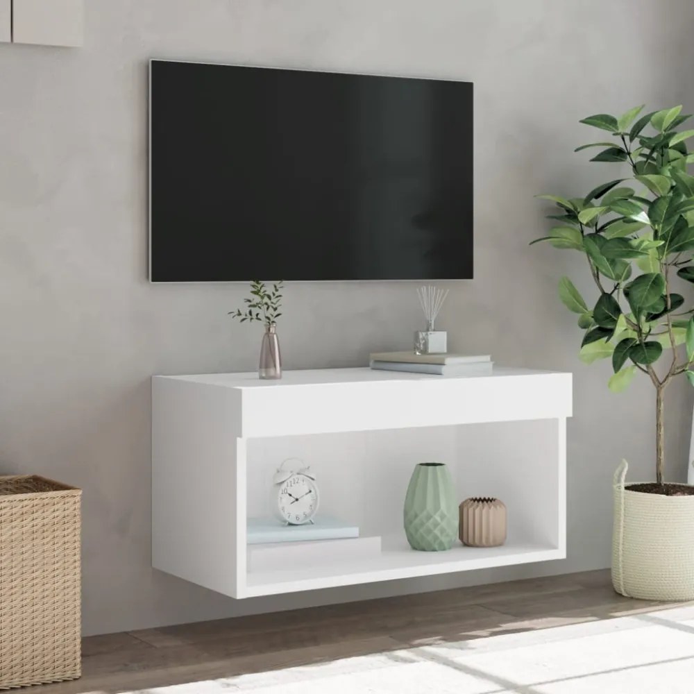 fehér TV-szekrény LED-világítással 60 x 30 x 30 cm