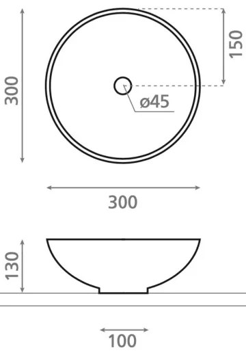 Bathco 4914 - DAKAR ráültethető mosdó Ø 30 cm porcelán/fehér
