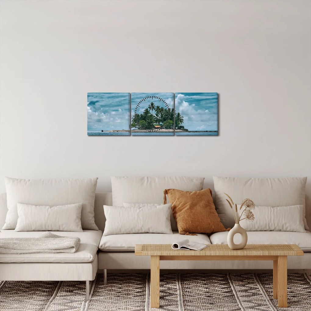 Kép - sziget a tengeren (órával) (90x30 cm)