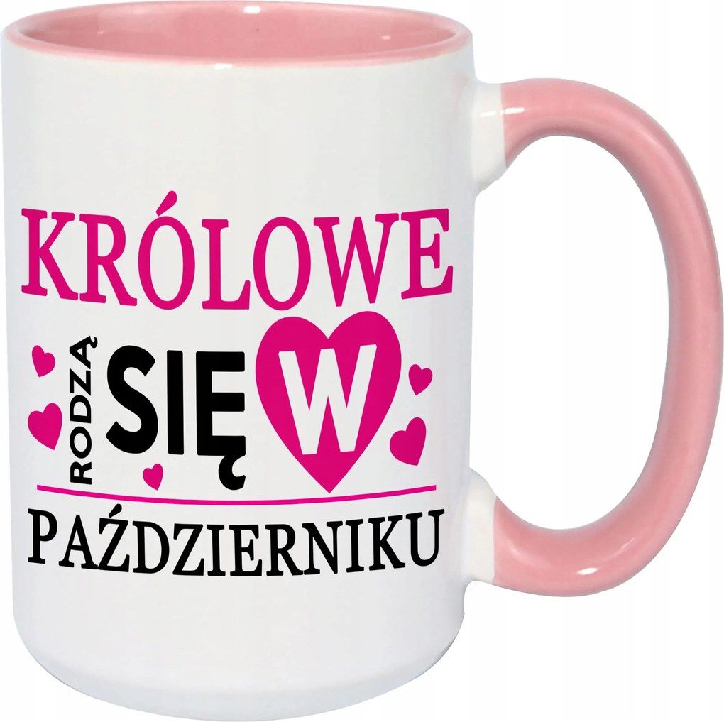 Fehér Bögre XXL Rózsaszín Közép Királynők Születnek Októberben Ajándék