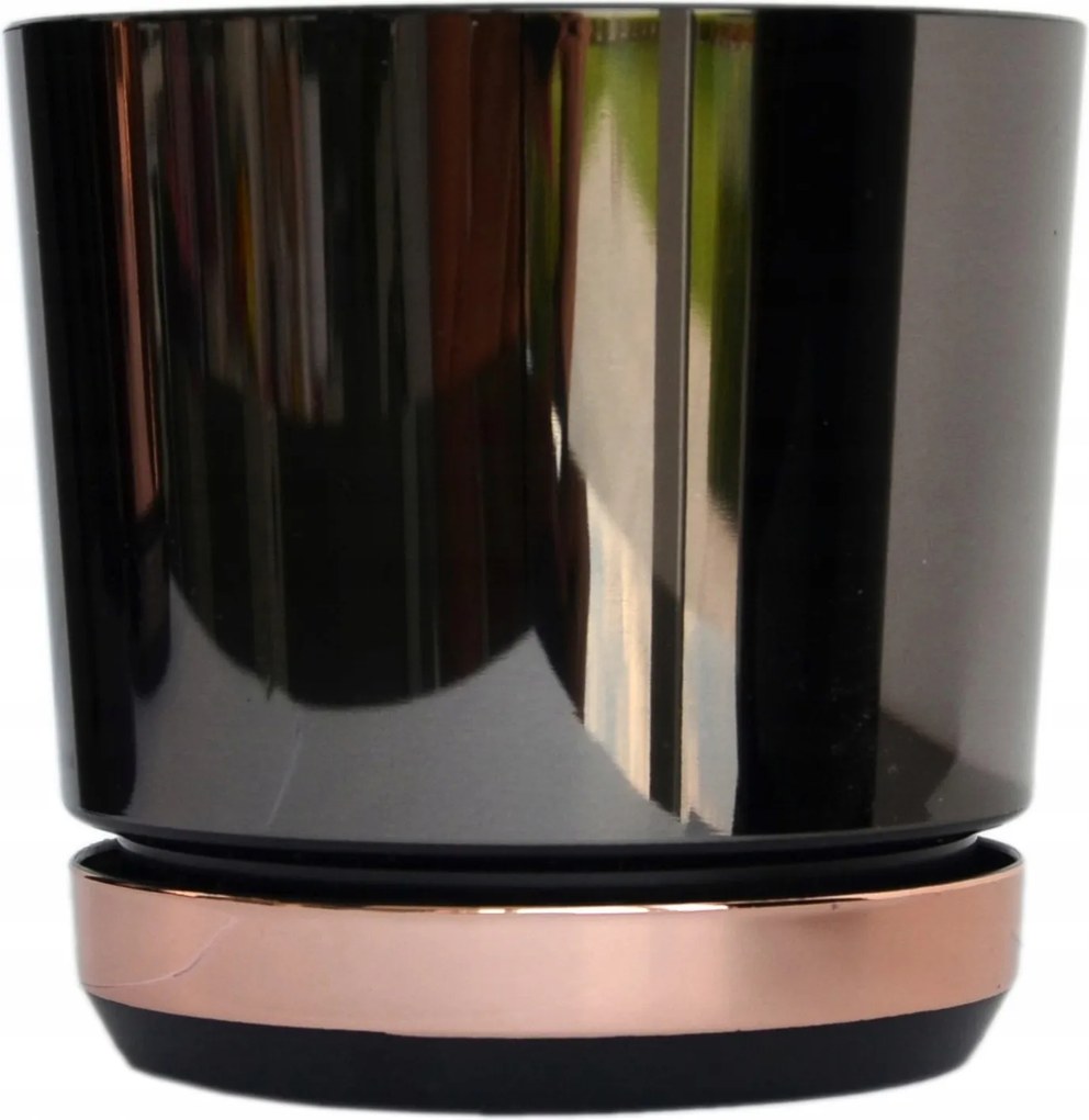 32 cm-es nagy széles virágtartó kaspó kétszínű Fekete Lazac állvány