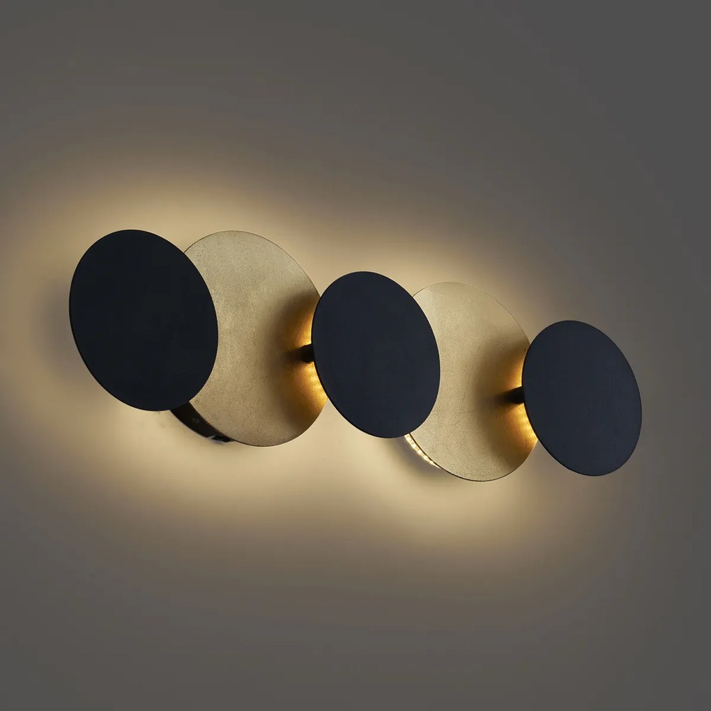 Modern Wall Lamp Black with Gold incl. LED 3-Step Dimmable 5-Light - Sunrise 3