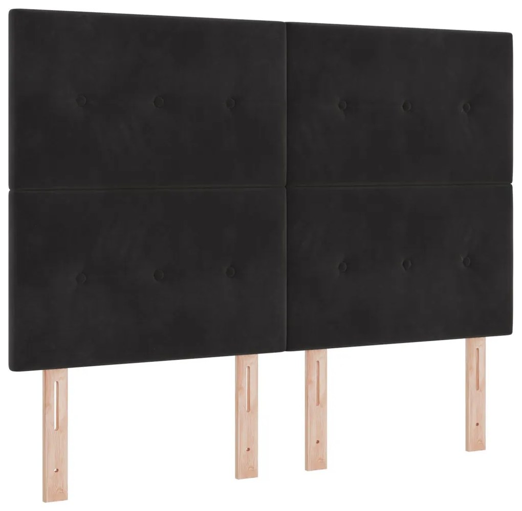 Boxspring Ágy Mattal Fekete 140x200 cm Bársony