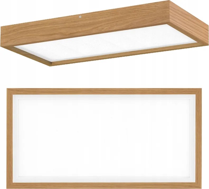Mennyezeti lámpa Tölgy Led plafon 62x32cm 18W Fa Falra szerelhető Loft Panel