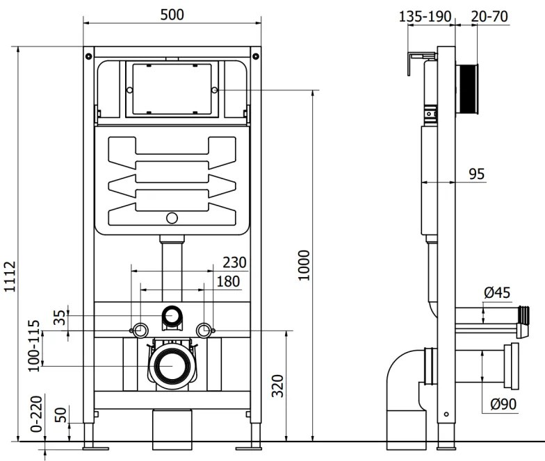 Mexen Fenix Slim, rejtett modulos és falra szerelhető WC Rico, fekete matt, 6103372XX85