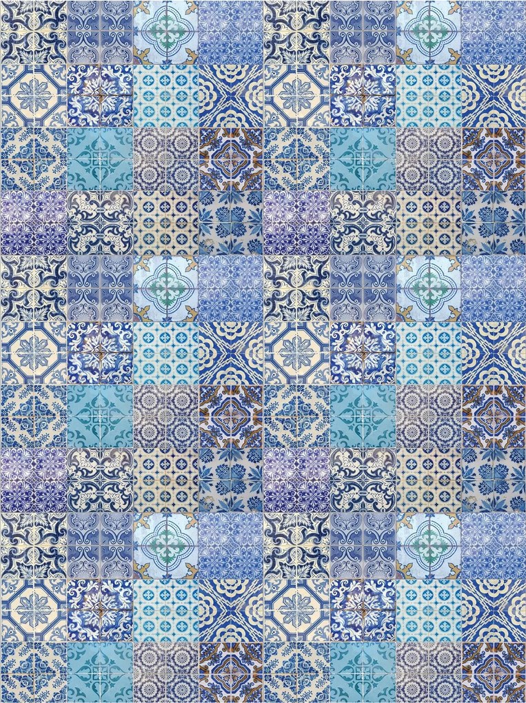 Fotótapéta flizelina Kék geometrikus mozaik díszek 206x275 +ragasztó