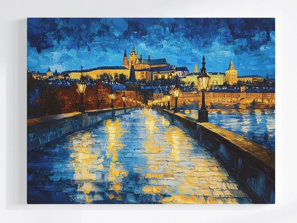 Poszter Város Építészet Prága Híd Éjszaka 80x60