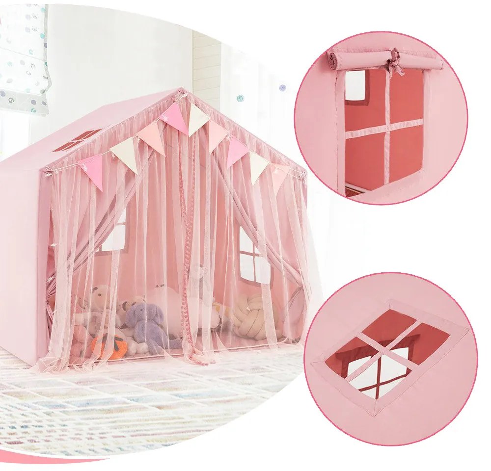 Játszósátor csillagfényekkel, rózsaszín