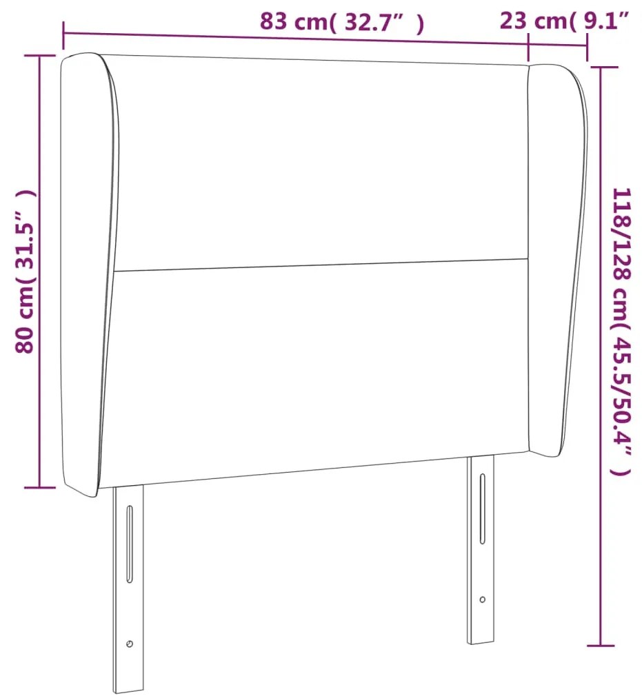 sötétszürke bársony fejtámla szárnyakkal 83 x 23 x 118/128 cm