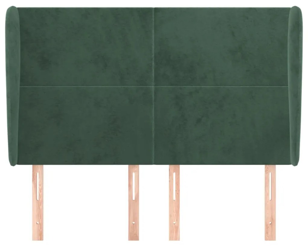 sötétzöld bársony fejtámla szárnyakkal 147 x 23 x 118/128 cm