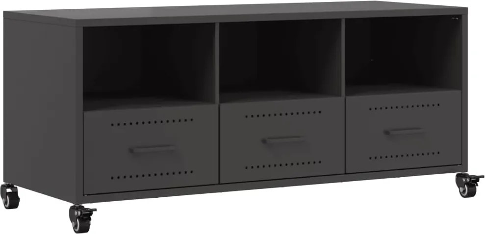 vidaXL fekete acél TV-szekrény 100,5 x 39 x 43,5 cm