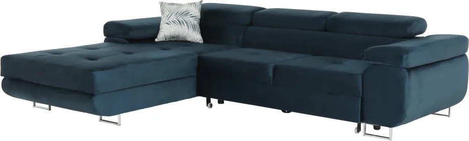 Sarokülőgarnitúra, kék, balos kivitel, AMARETA