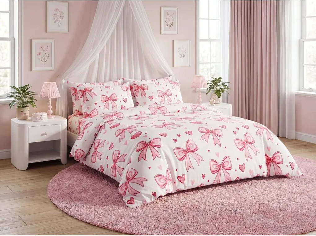 Mikroszálas ágyneműhuzat RIBBON LOVE fehér Ágyneműhuzat mérete: 70 x 80 cm | 140 x 200 cm