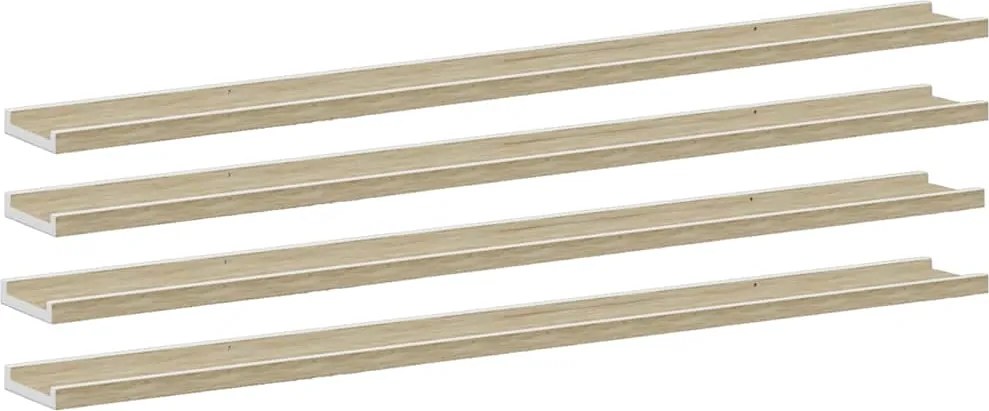 vidaXL 4 db fehér és sonoma tölgy színű fali polc 115 x 9 x 3 cm