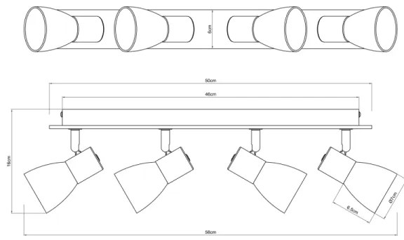 Globo 54307-4W - CLAUDE 4xE14/40W fekete/fa spotlámpa 230V