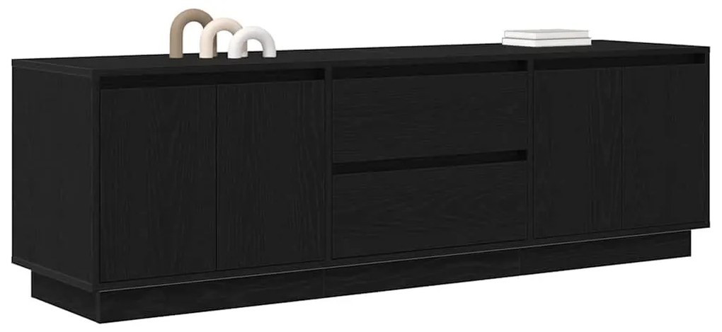 fekete TV-szekrény LED-világítással 160,5x41x50 cm