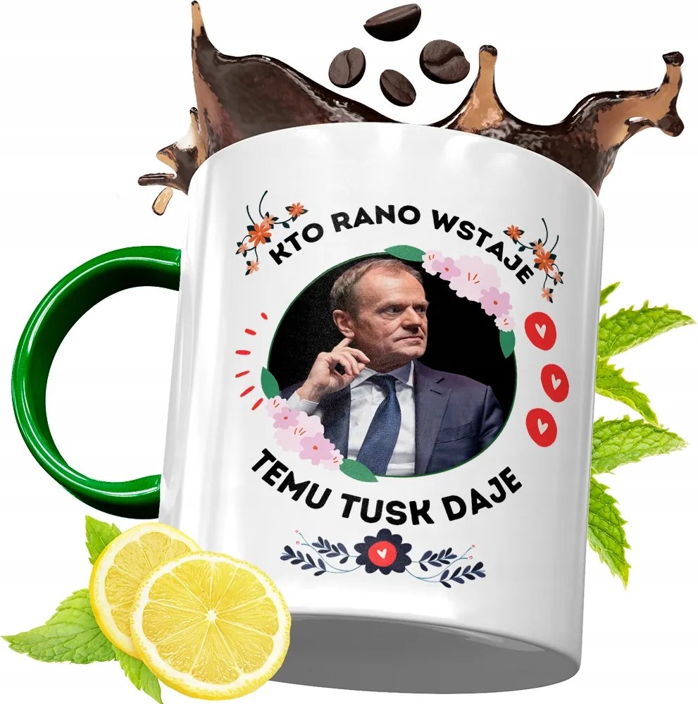 Donald Tusk Zöld Bögre Ajándék Nyomtatott Fotóval