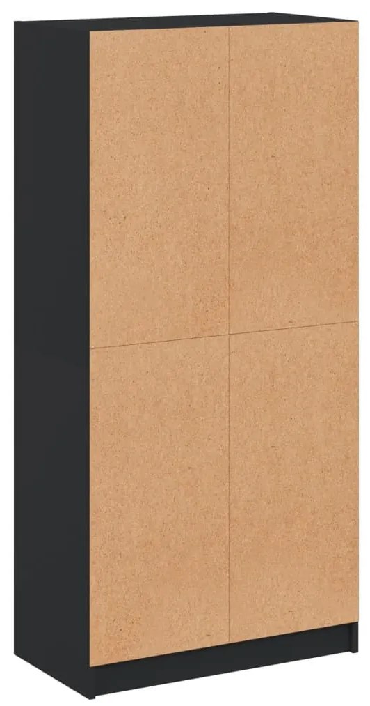 fekete szerelt fa magasszekrény ajtókkal 68x37x142 cm