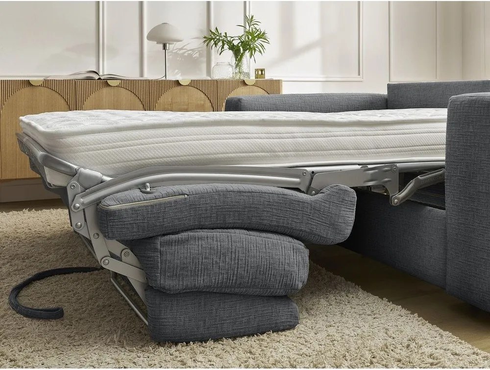 Sötétszürke zsenília kanapé mindennapos alvásra-kinyitható 240 cm Hugo – Bobochic Paris