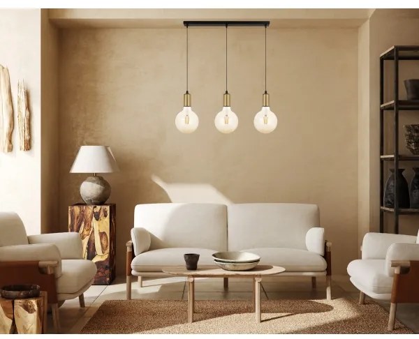 Csillár zsinóron MIROS 3xE27/60W/230V fekete/arany