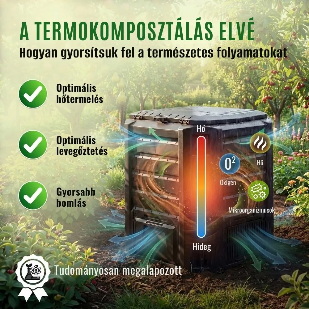 Kerti komposztáló - Compogreen 800 l, fekete Prosperplast