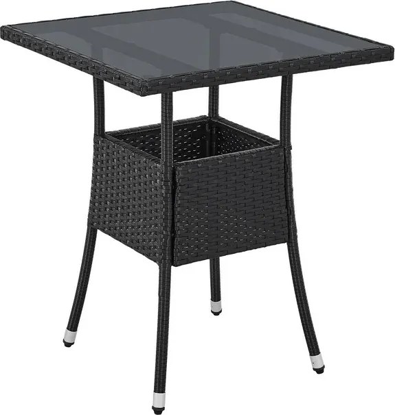 Juskys Yoro rattan négyzet alakú asztal 60 cm - fekete