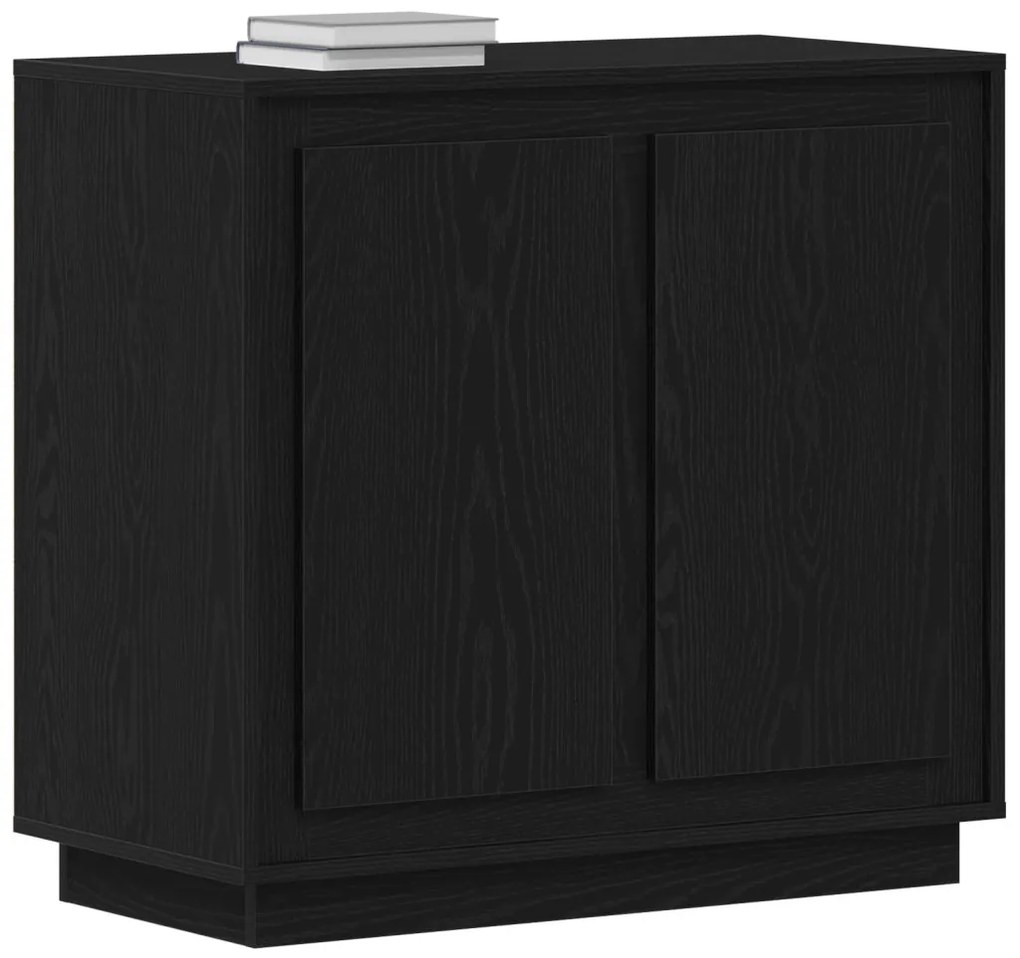 Oldalszekrény Fekete Tölgy 80x34x75 cm Műszaki Fa