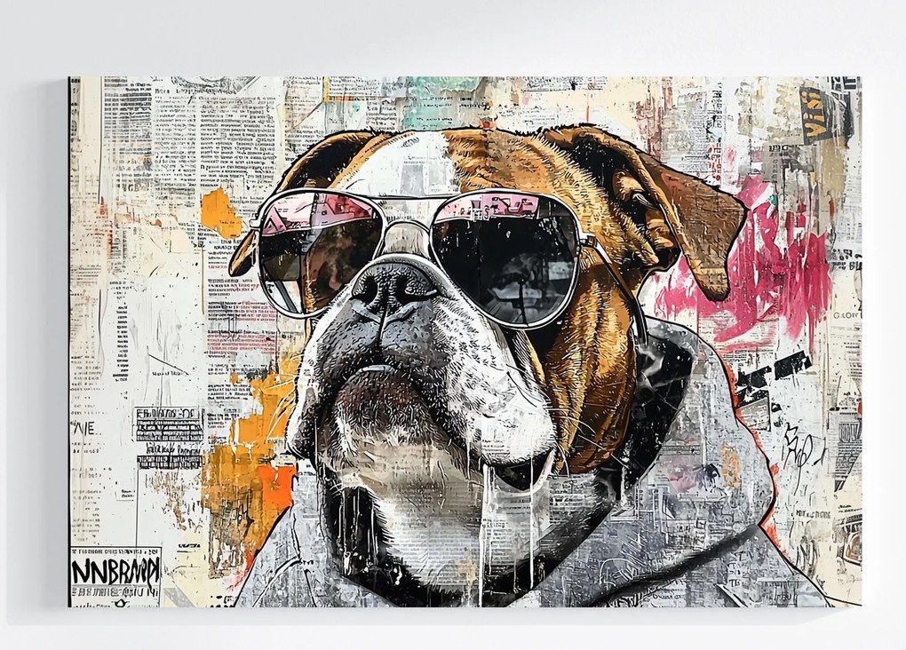 Canvas Graffiti Street Art Grunge Urban Kutya Bulldog Vászonkép 60x40