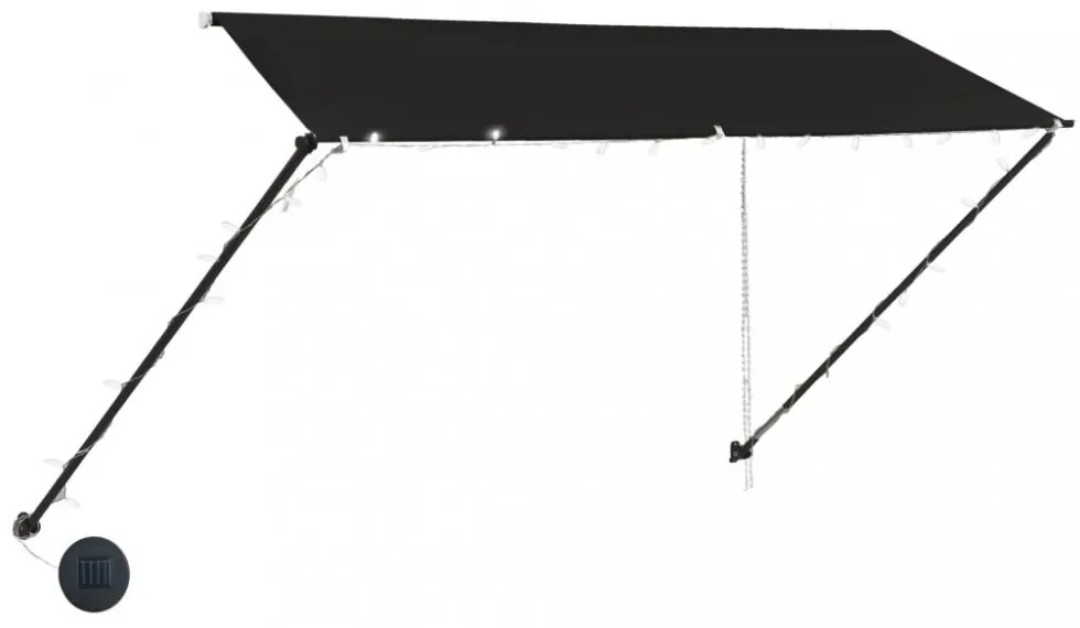 feltekerhető antracitszürke napellenző LED-del 300 x 150 cm