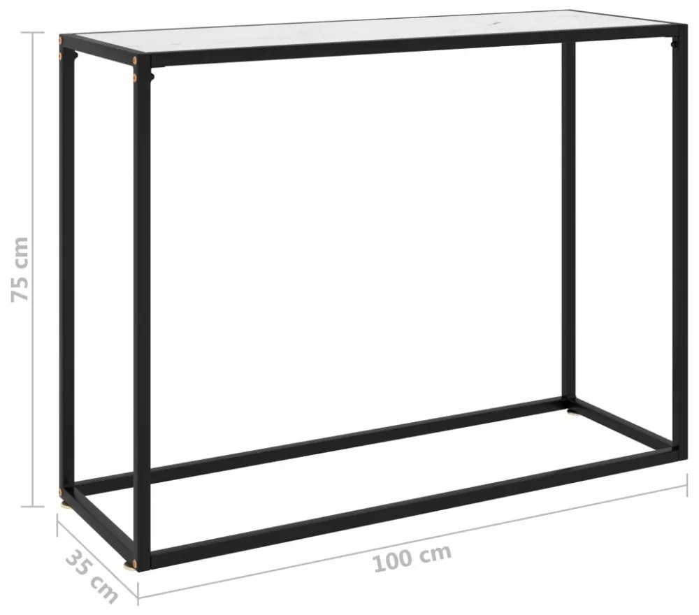 fehér edzett üveg tálalóasztal 100 x 35 x 75 cm