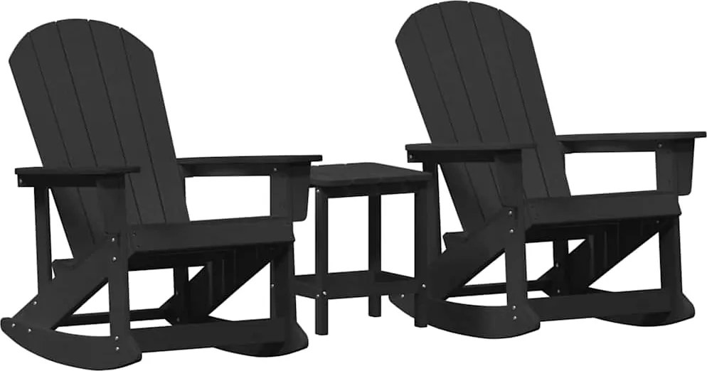 vidaXL Kerti lounge szett 3 pcs Fekete HDPE
