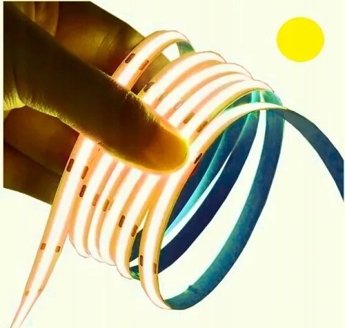 Led szalag Cob 5m 12V Neon Led Sárga Erős 320 LED/m 8mm Arany