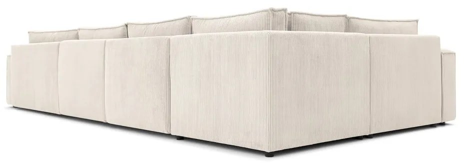 Krémszínű kordbársony sarokkanapé (bal oldali) Nihad modular – Bobochic Paris