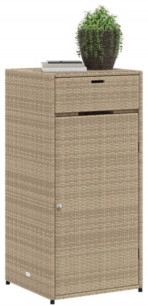 bézs polyrattan kerti tárolószekrény 55 x 55 x 111 cm