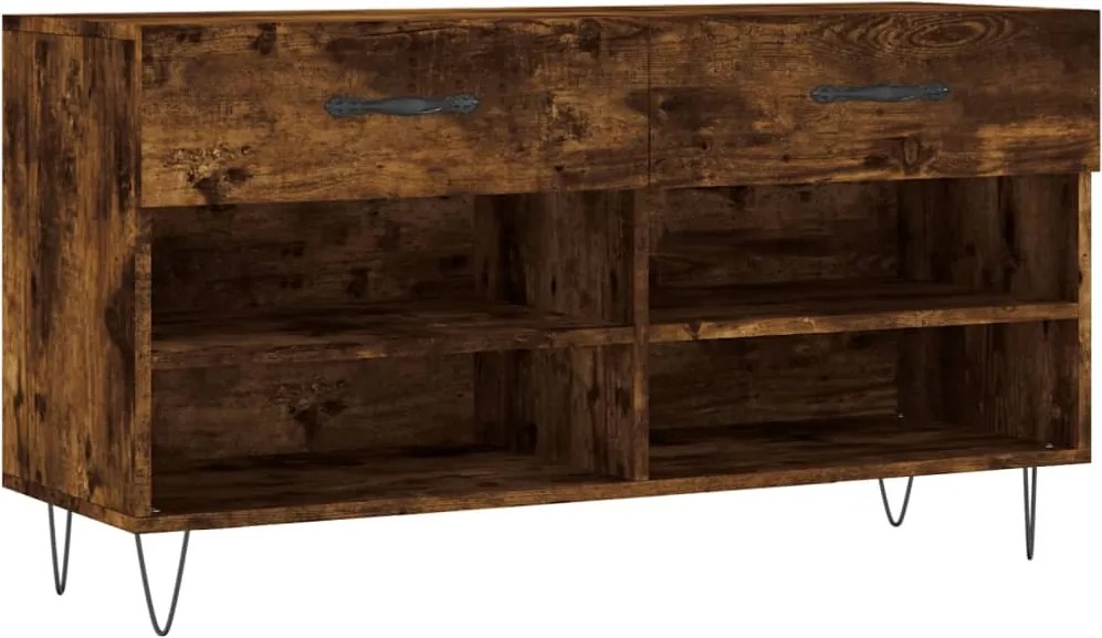 vidaXL füstös tölgy színű szerelt fa cipőpolc 102x35x55 cm