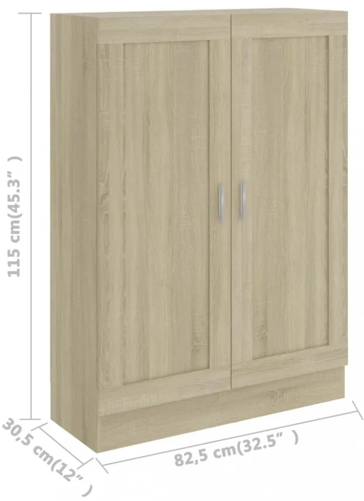 sonoma tölgy színű szerelt fa könyvszekrény 82,5 x 30,5 x 115cm