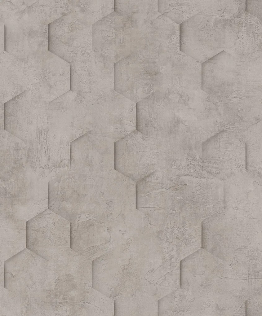 Tapéta Beton Minta 3D Hexagonok Taupe Vinil Tapéta