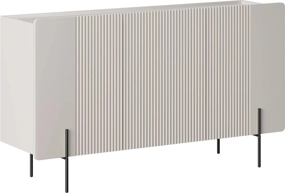 Malmi komód 150 cm háromajtós - kasmír / fekete lábak