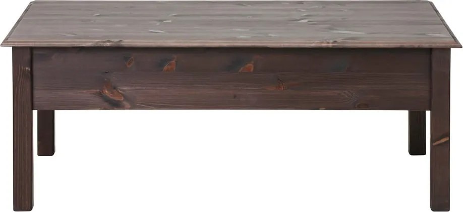 Linda sötétbarna 2 fiókos dohányzóasztal masszív fenyőfából - Støraa