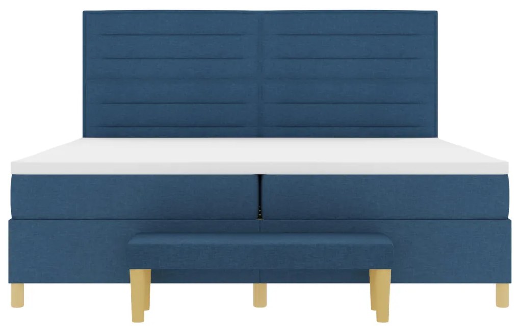 Boxspring Ágy Matraccal és Pad Blue 200x200 cm Szövet
