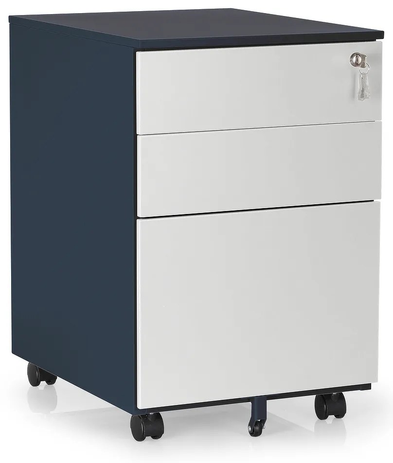 Fém konténer 40 x 50 x 61 cm - 3 fiók, antracit - ral 7016