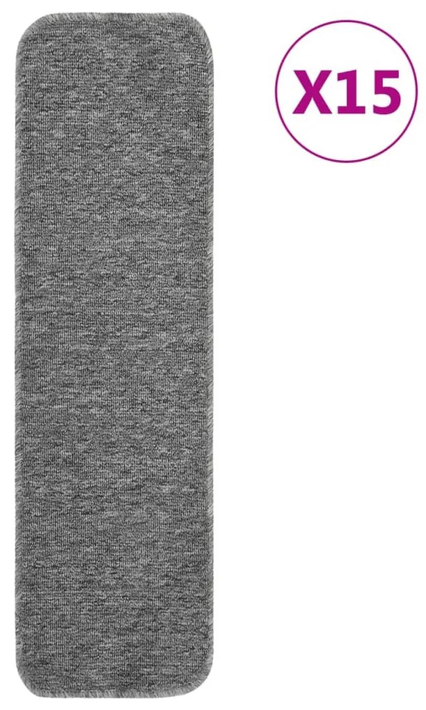 15 db szürke négyszögű csúszásmentes lépcsőszőnyeg 75 x 20 cm