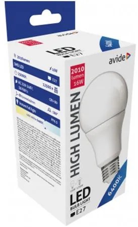 LED izzó, E27, gömb, A70, 16W, 2010lm, 6400K, AVIDE (AVLED017)